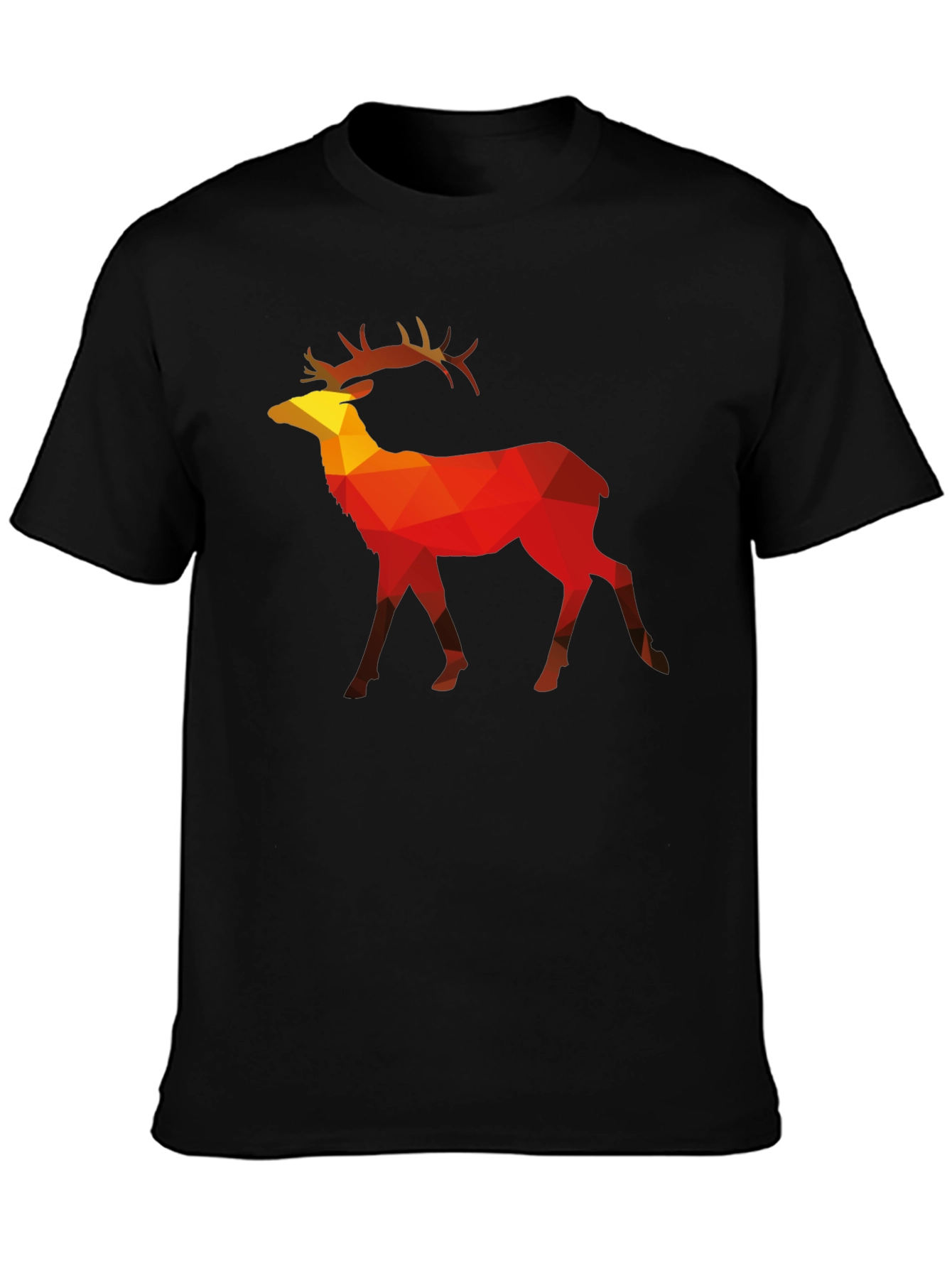 Geometric Deer Graphic Tee - Mens Black T-Shirt