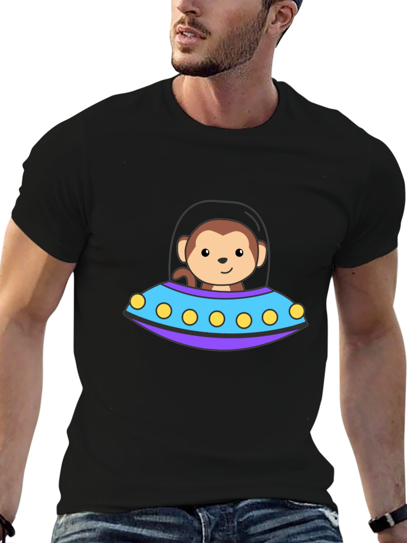 Monkey UFO T-Shirt - Cute Alien Space Design