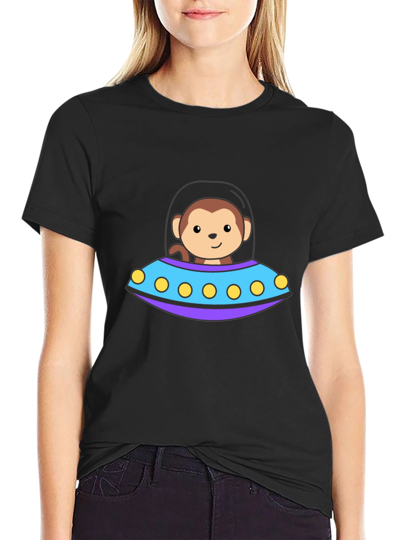 Monkey UFO T-Shirt - Cute Alien Space Design