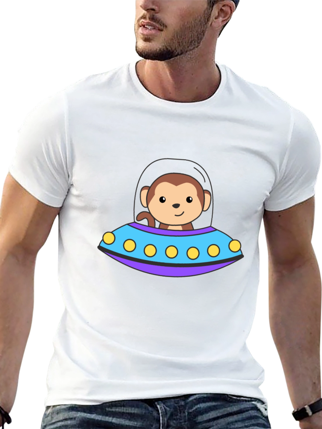 Monkey UFO T-Shirt - Cute Alien Space Design