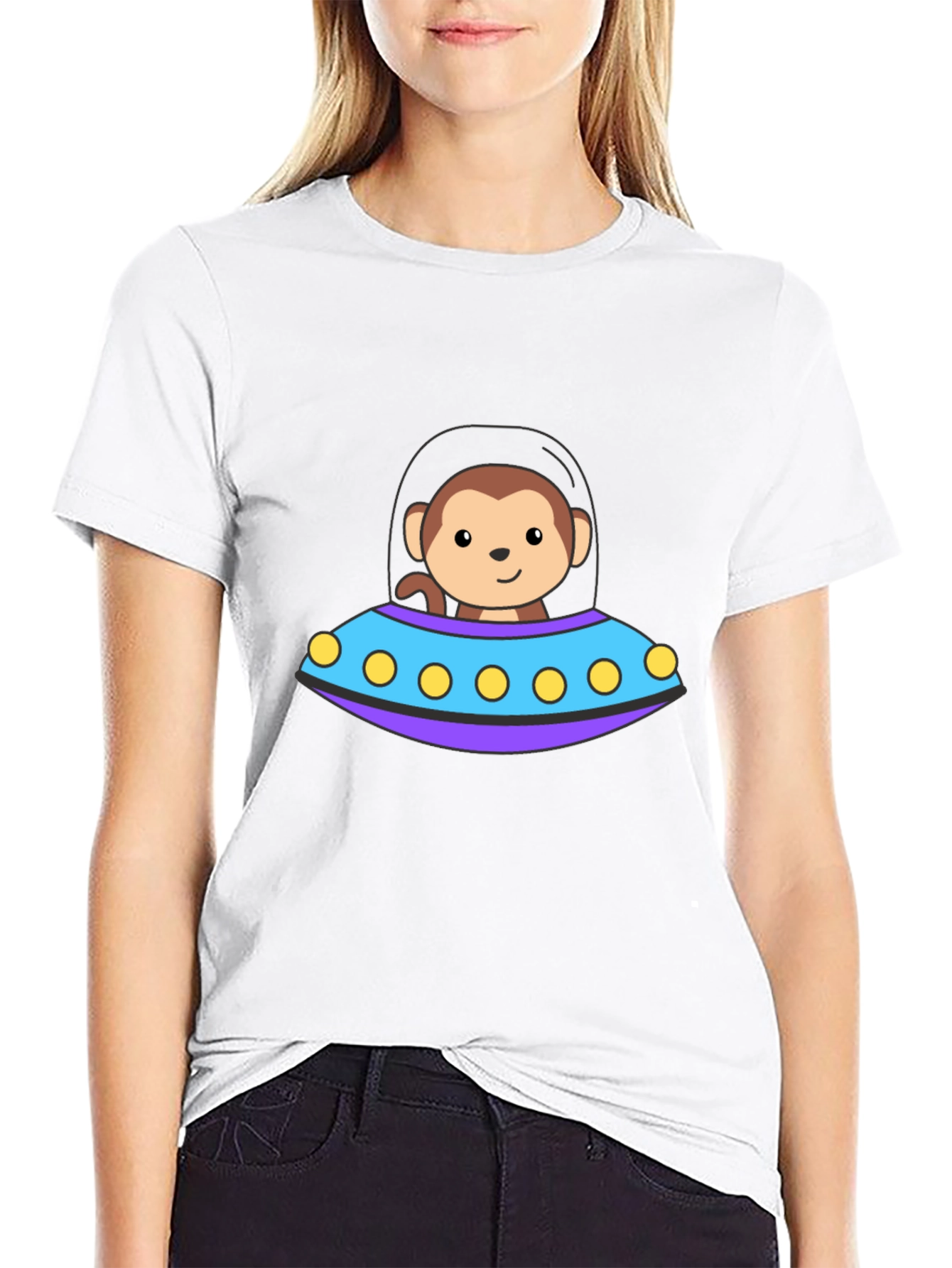 Monkey UFO T-Shirt - Cute Alien Space Design
