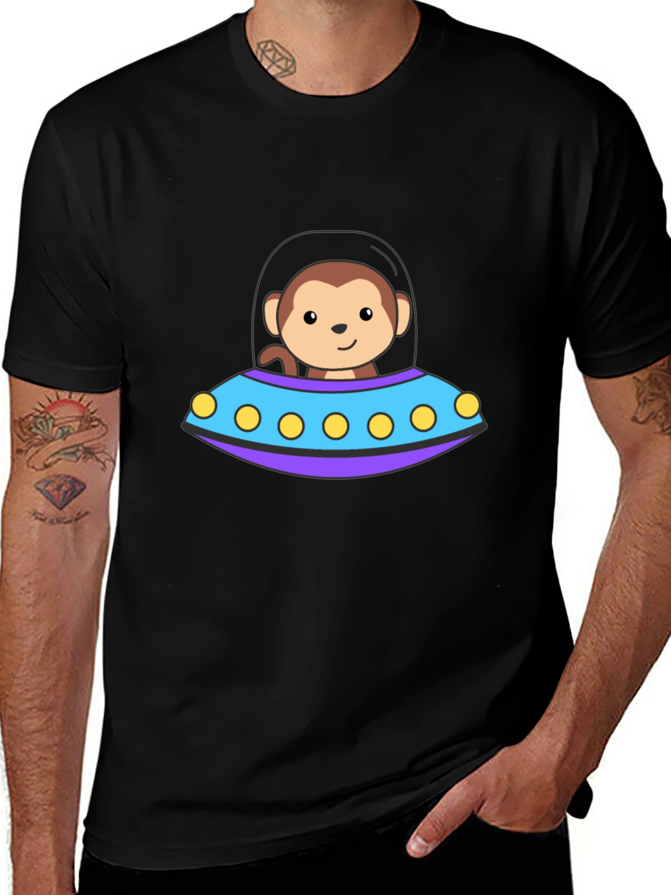 Monkey UFO T-Shirt - Cute Alien Space Design