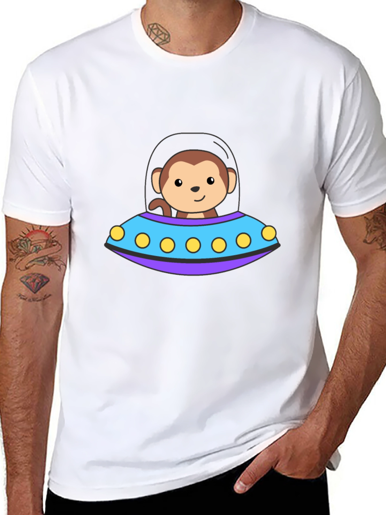 Monkey UFO T-Shirt - Cute Alien Space Design