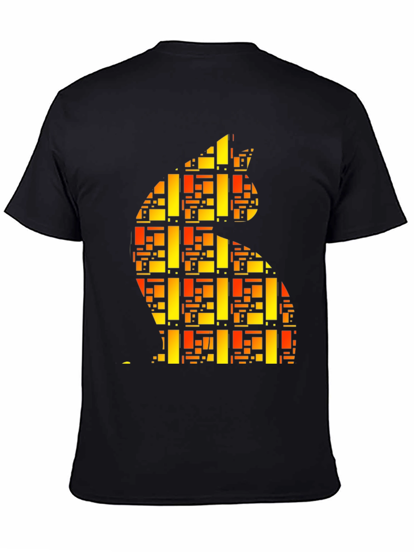 Abstract Geometric Cat Graphic Print Tee