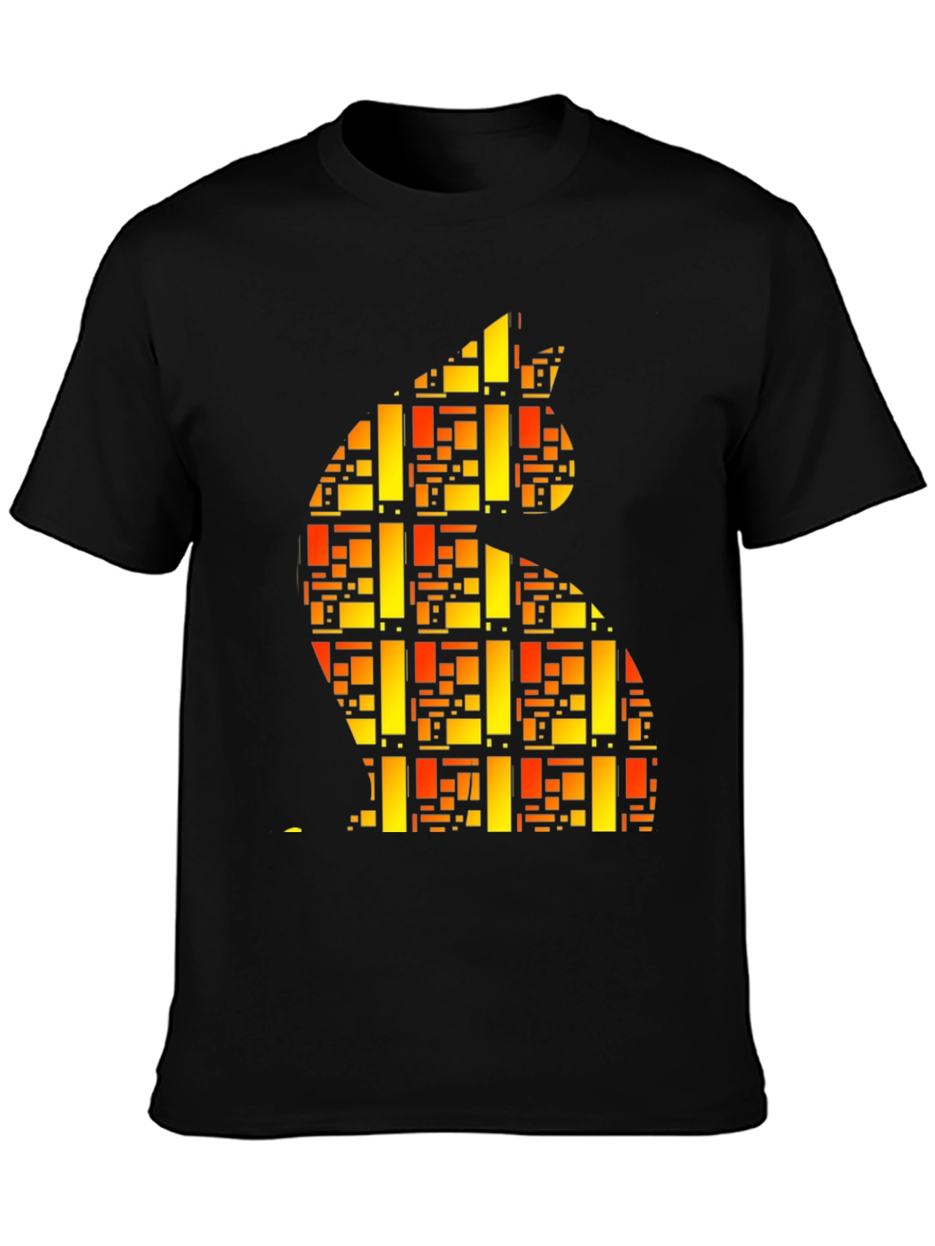 Abstract Geometric Cat Graphic Print Tee