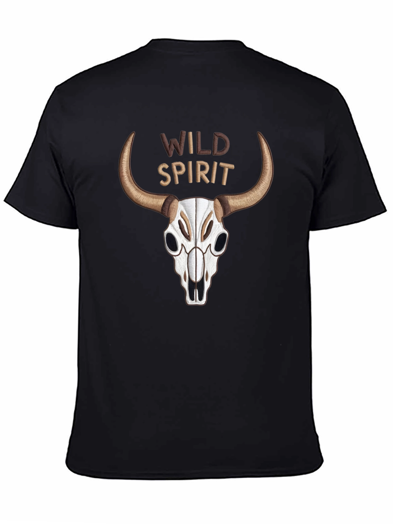 Wild Spirit Skull Graphic Tee - Black