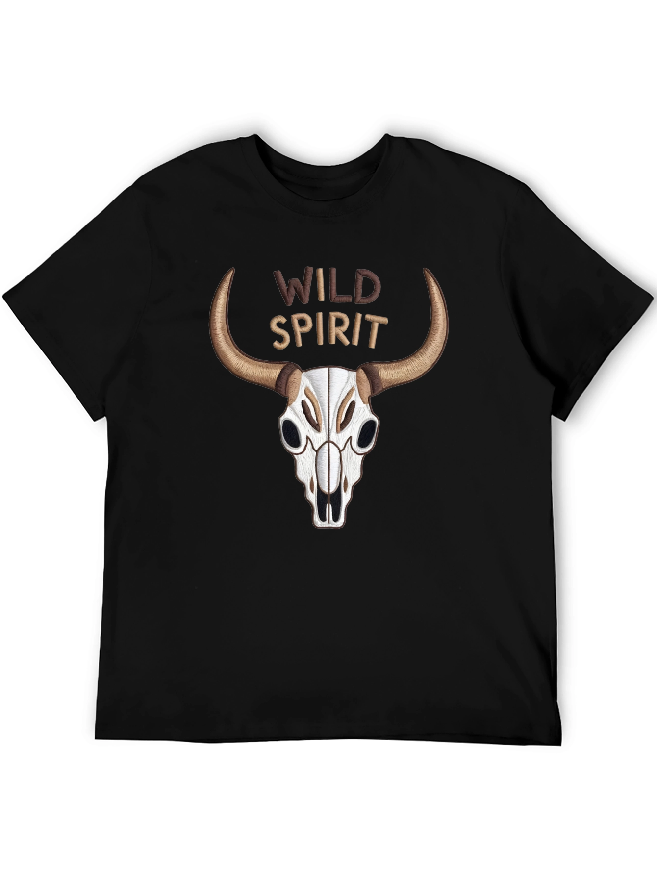 Wild Spirit Skull Graphic Tee - Black