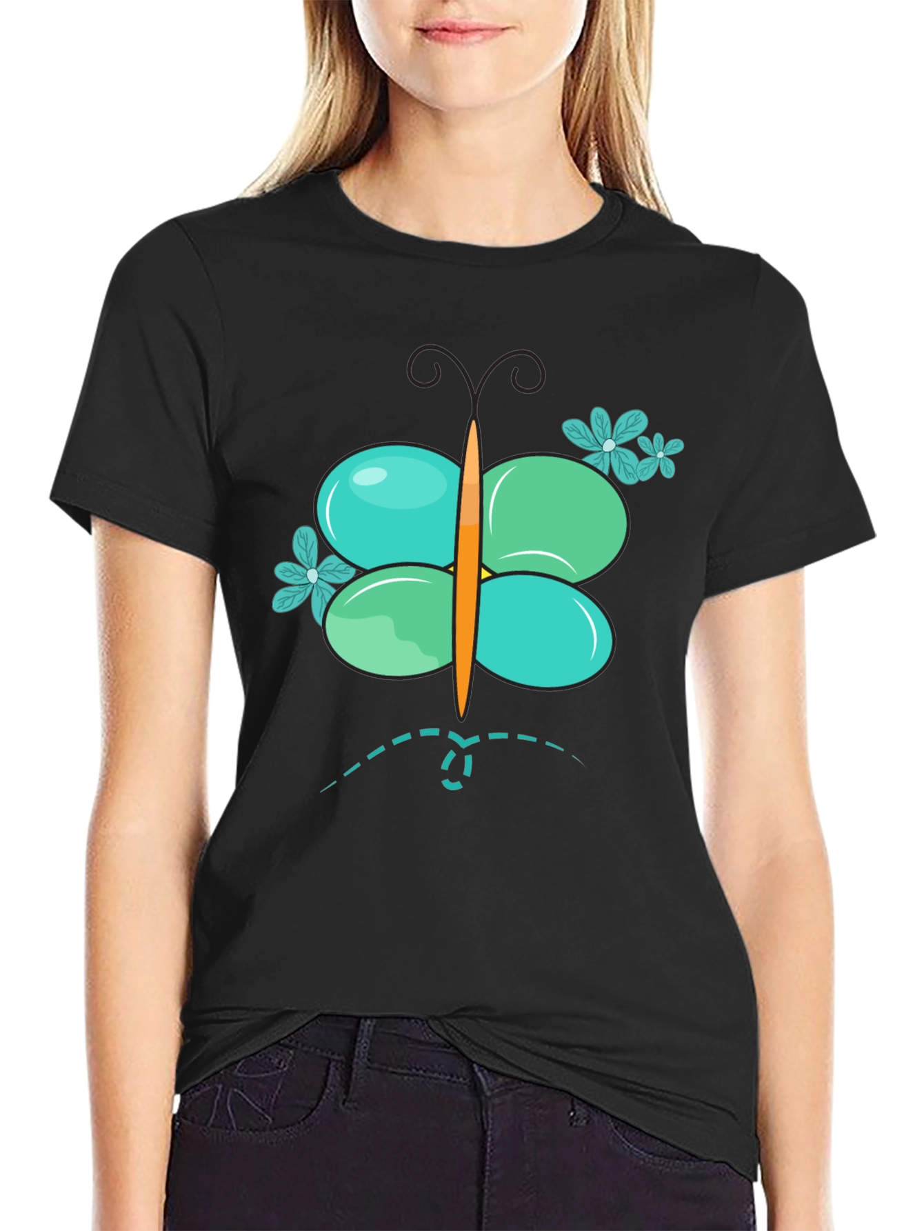 Butterfly Graphic Mens Black T-Shirt