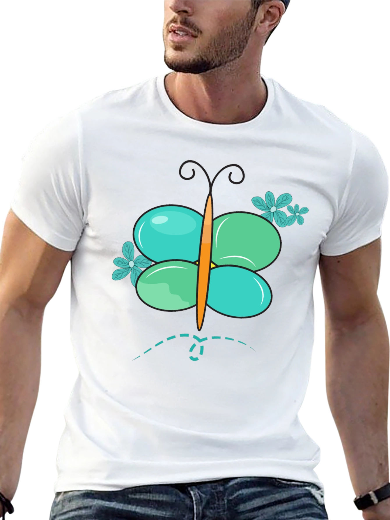 Butterfly Graphic Mens Black T-Shirt