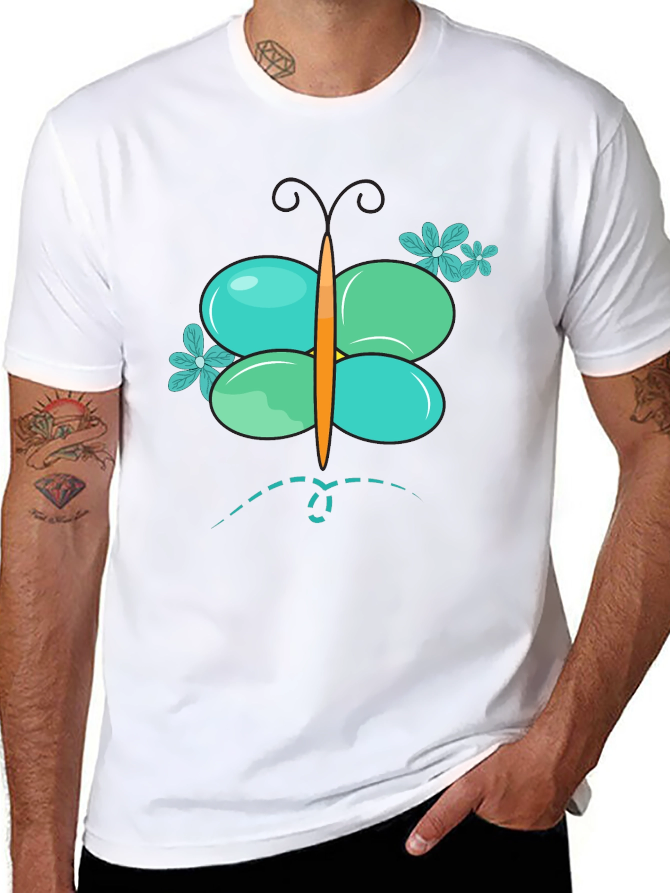 Butterfly Graphic Mens Black T-Shirt