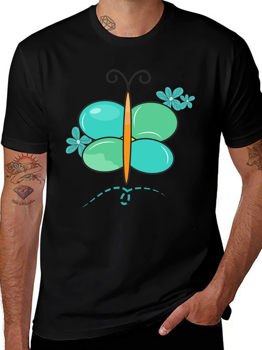 Butterfly Graphic Mens Black T-Shirt