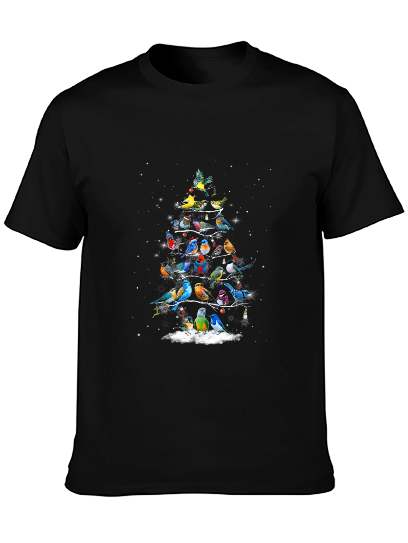 Festive Bird Christmas Tree Graphic Tee