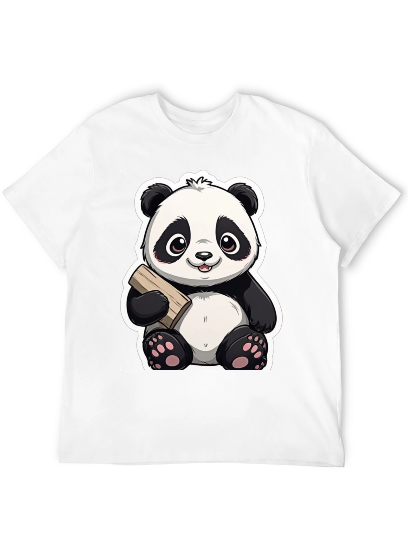 Cute Panda Bear Graphic Tee - Black
