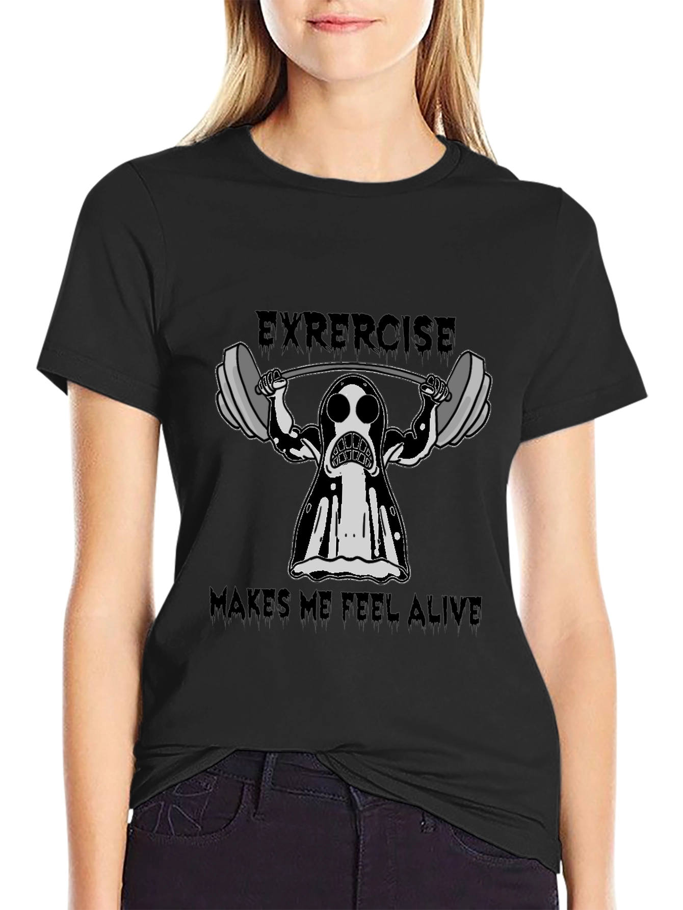 Ghost Workout T-Shirt: Exercise Makes Me Feel Alive