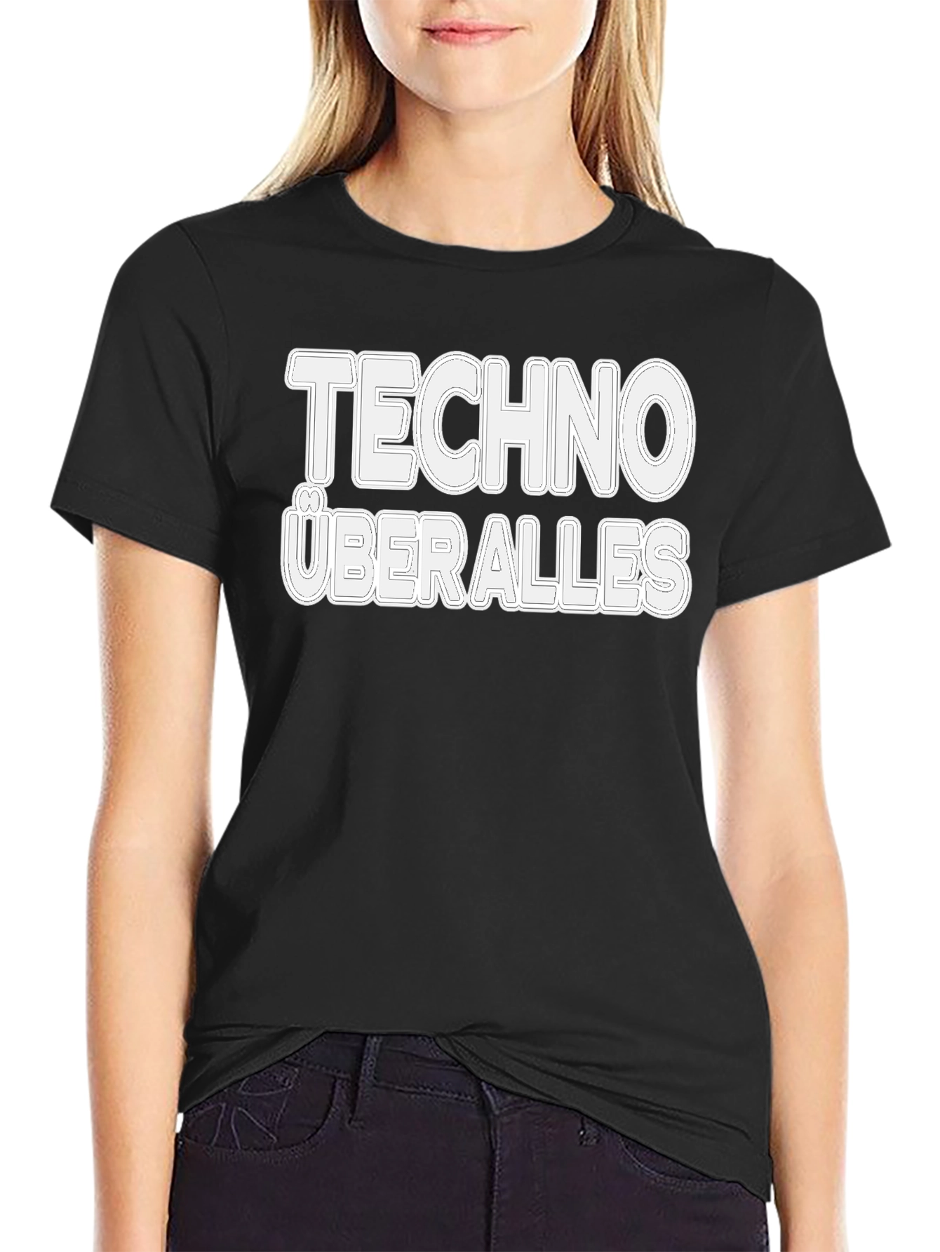 Techno Überalles Black Graphic T-Shirt
