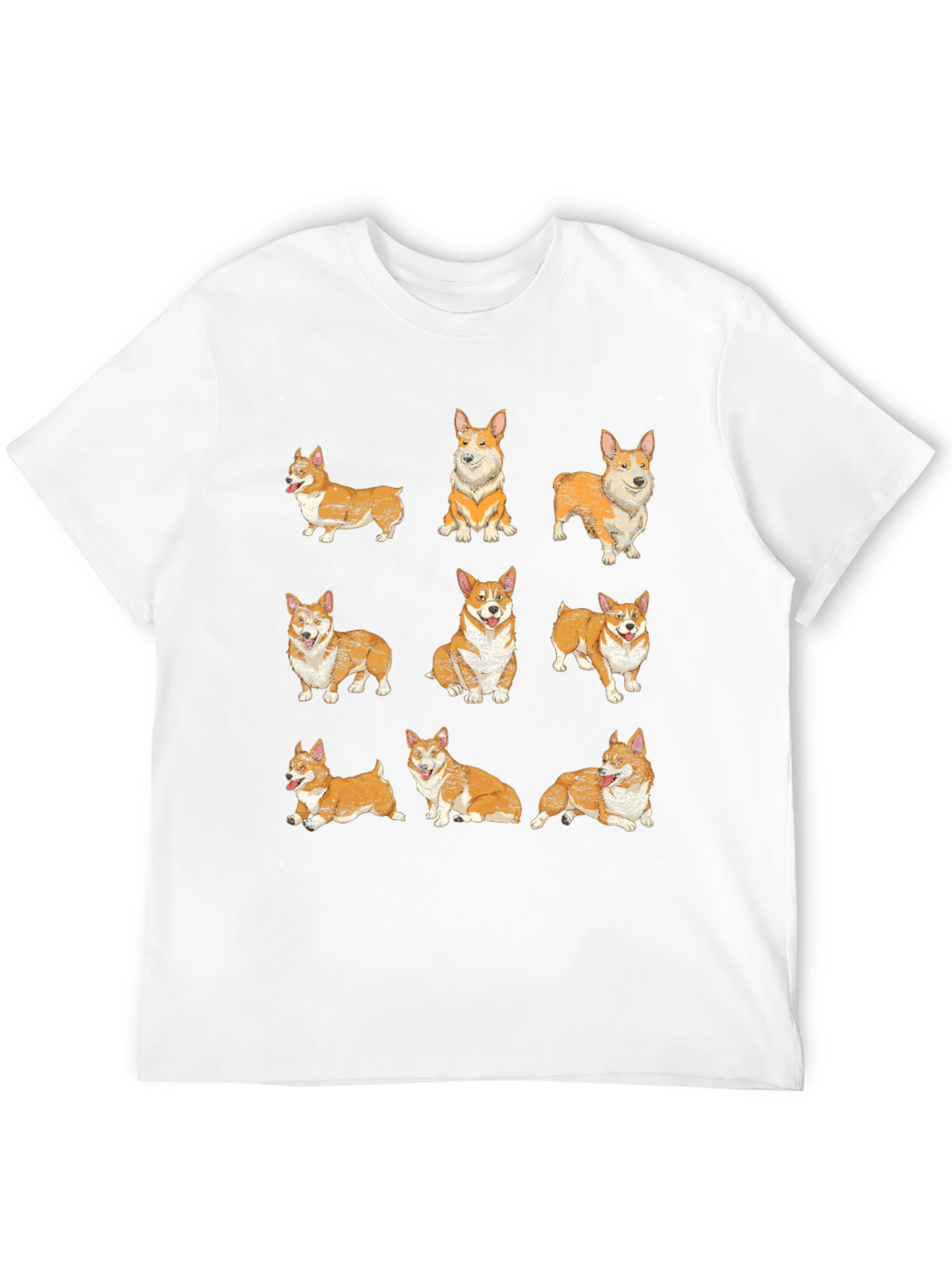 Corgi Pattern Black T-Shirt