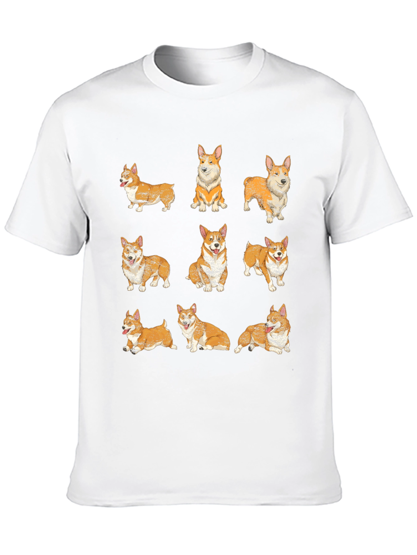 Corgi Pattern Black T-Shirt