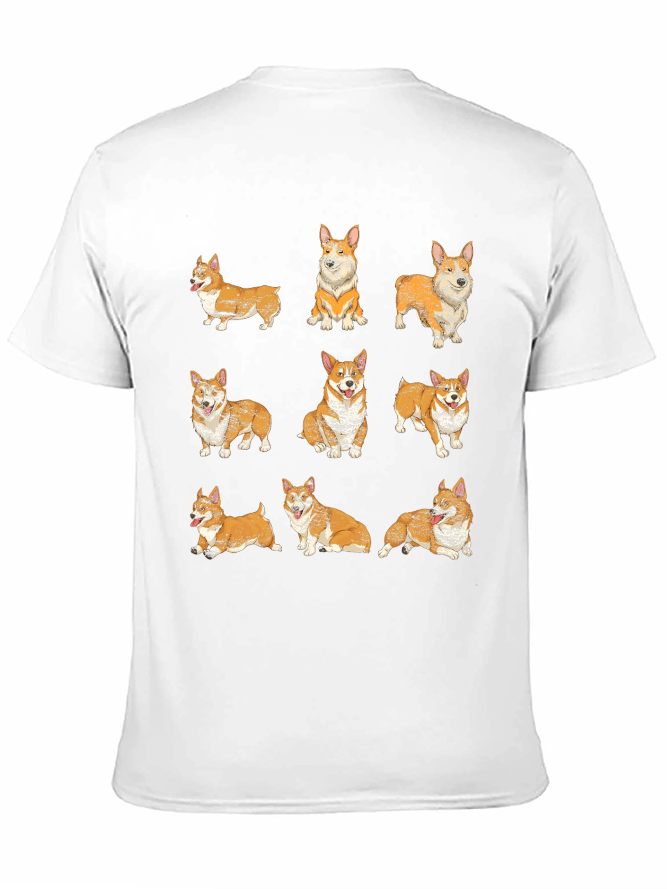 Corgi Pattern Black T-Shirt
