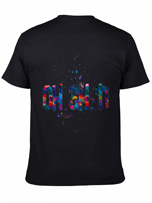 Oh Shit! Graphic Print Mens Black T-Shirt