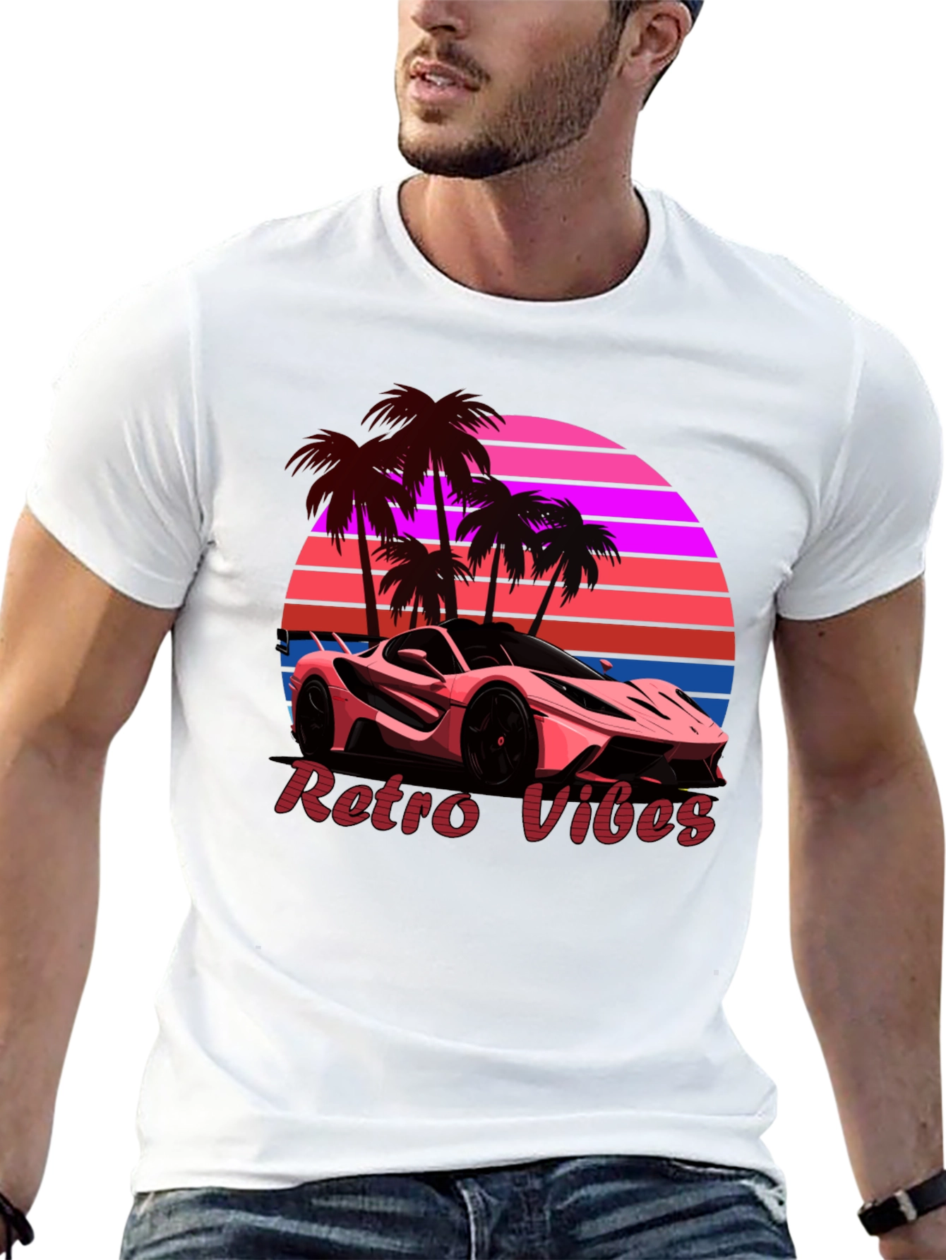 Retro Vibes Car Graphic T-Shirt