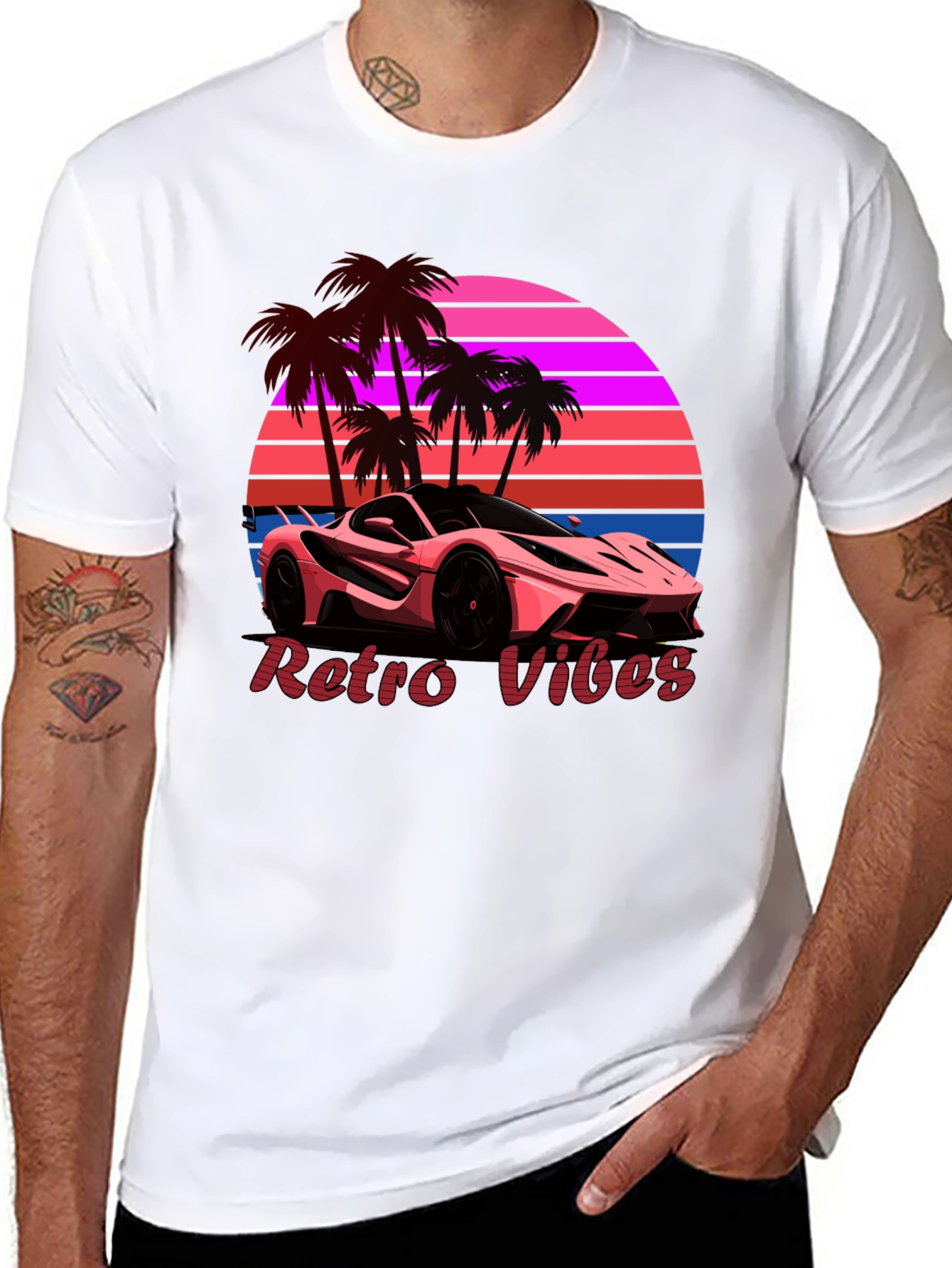 Retro Vibes Car Graphic T-Shirt