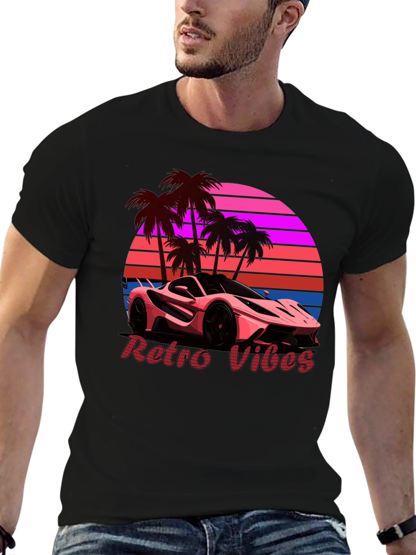 Retro Vibes Car Graphic T-Shirt