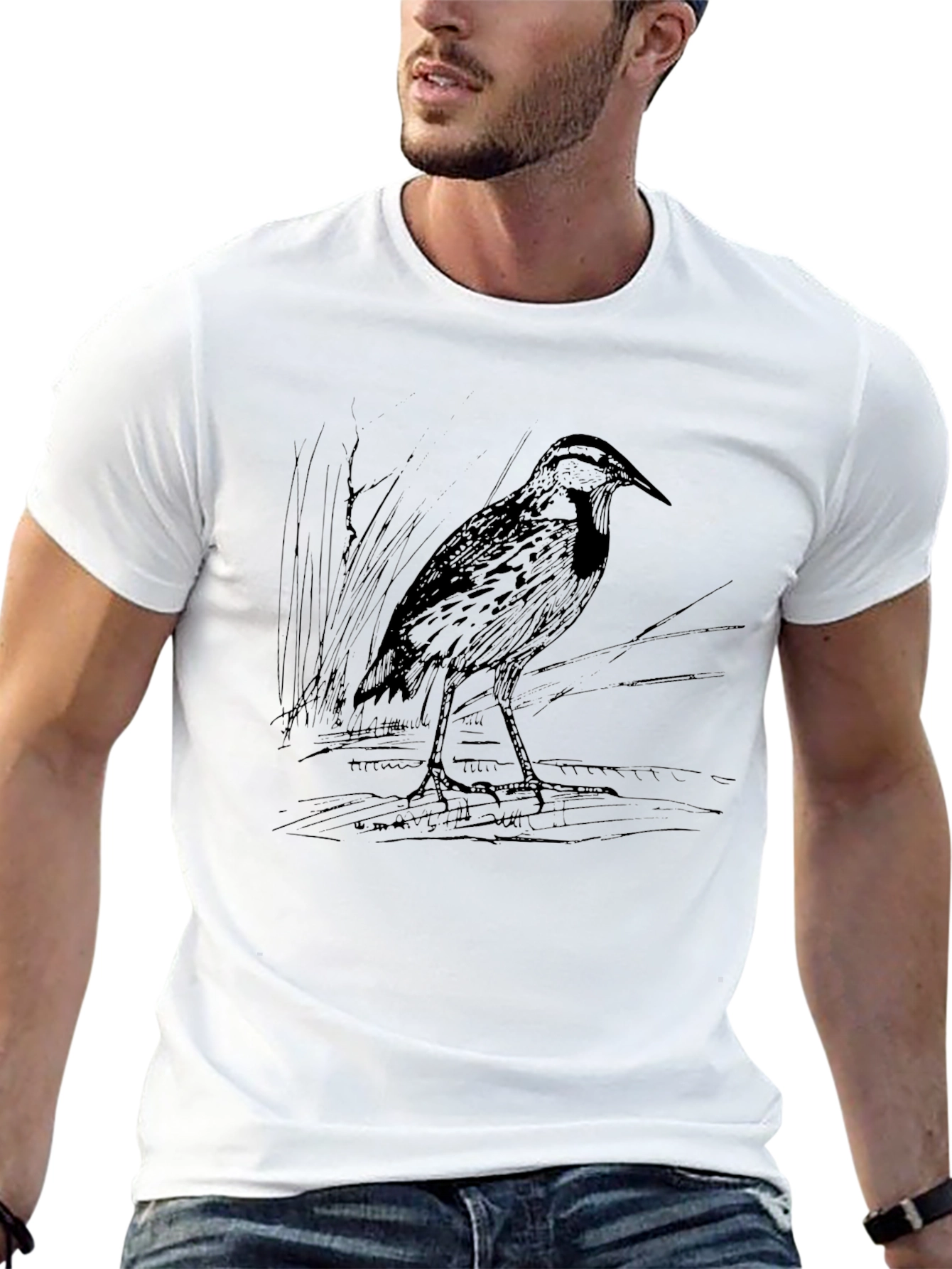 Heron Bird Graphic T-Shirt - Unisex Black Tee