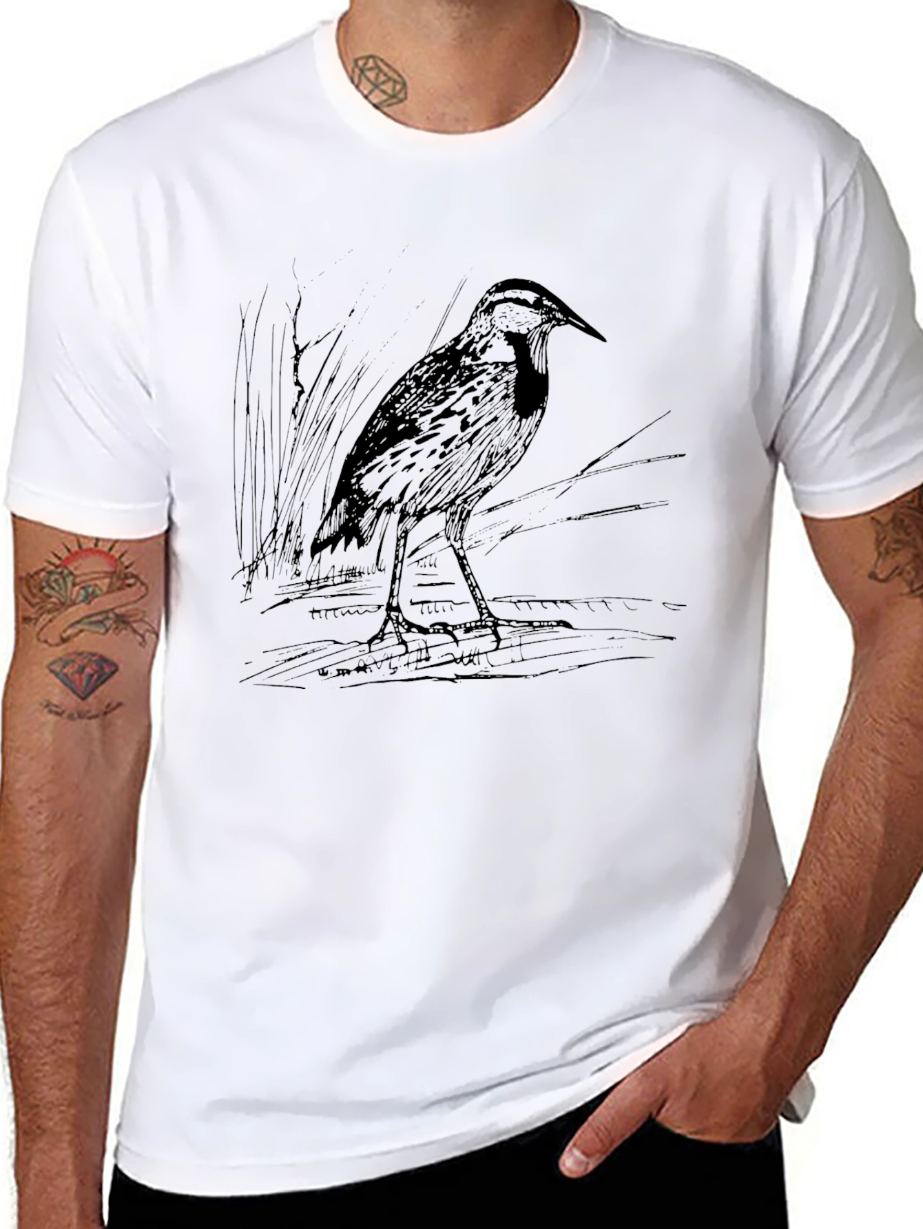 Heron Bird Graphic T-Shirt - Unisex Black Tee