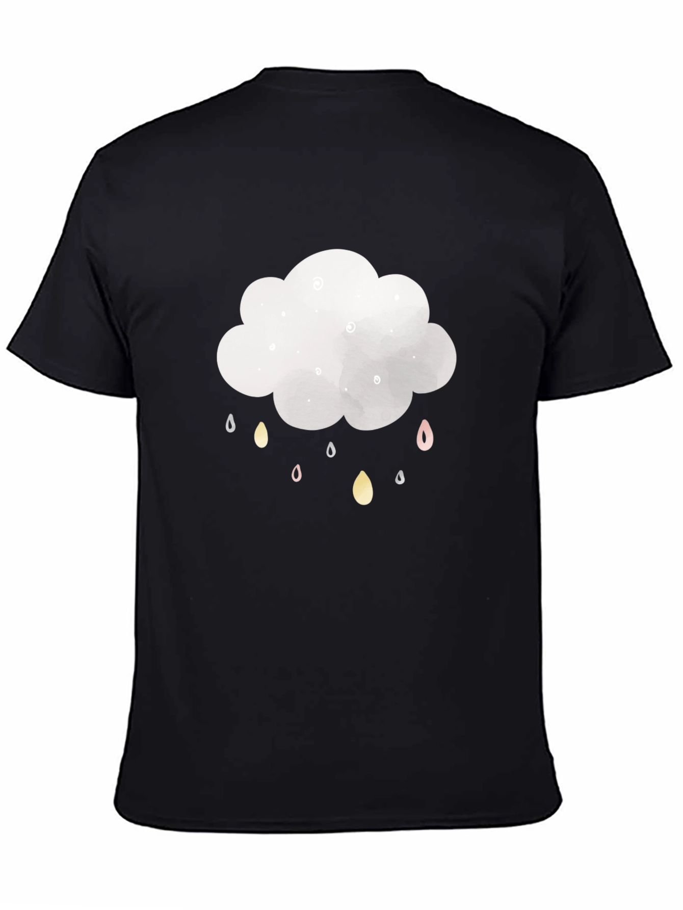 Cloud Raindrop Graphic T-Shirt - Stylish Black Tee