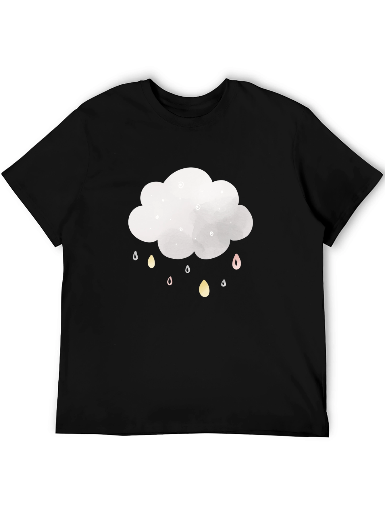 Cloud Raindrop Graphic T-Shirt - Stylish Black Tee