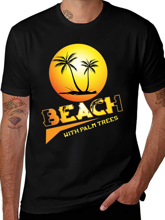 Beach with Palm Trees Graphic Tee