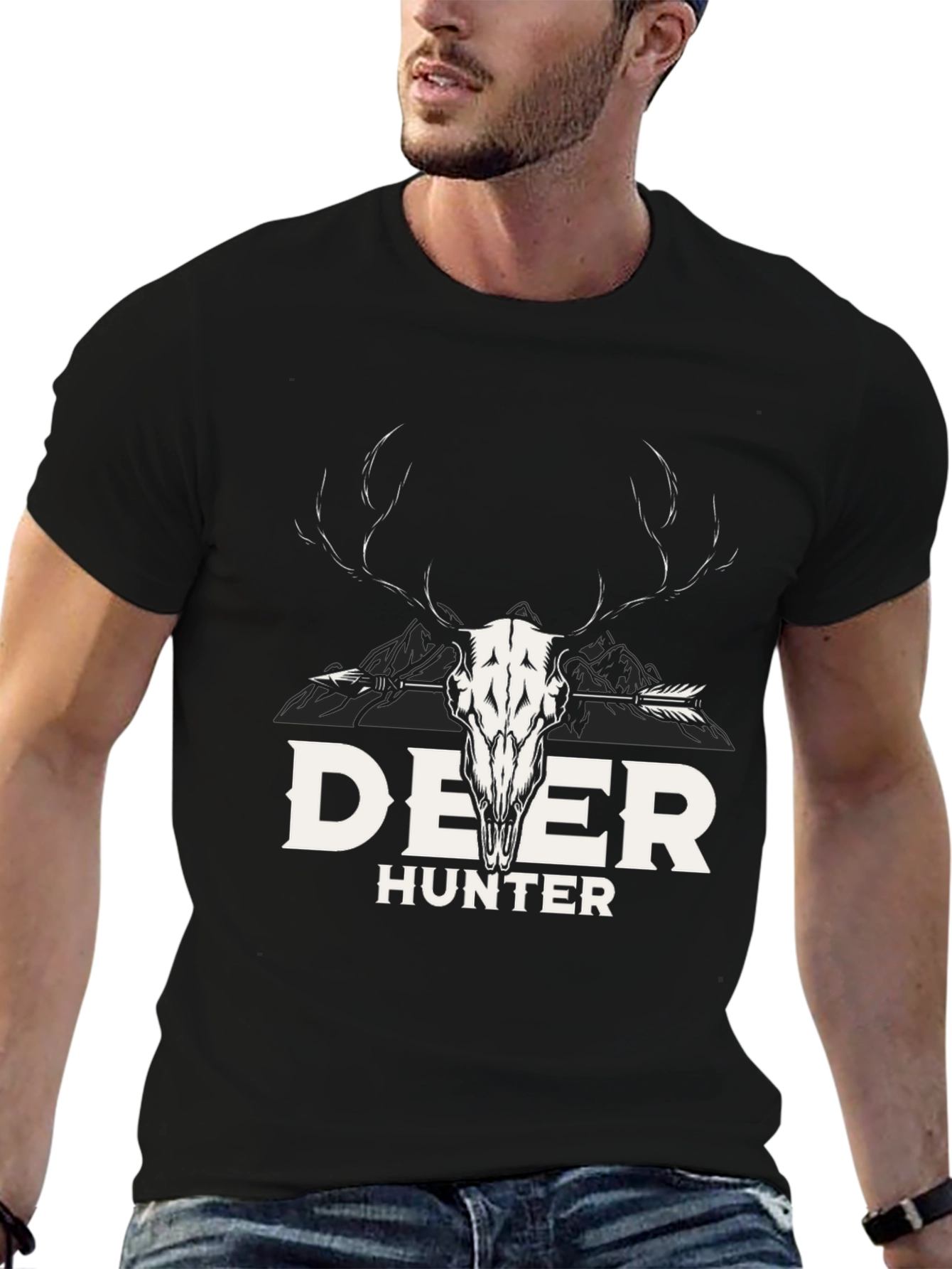 Deer Hunter Graphic Tee - Antler Skull Design