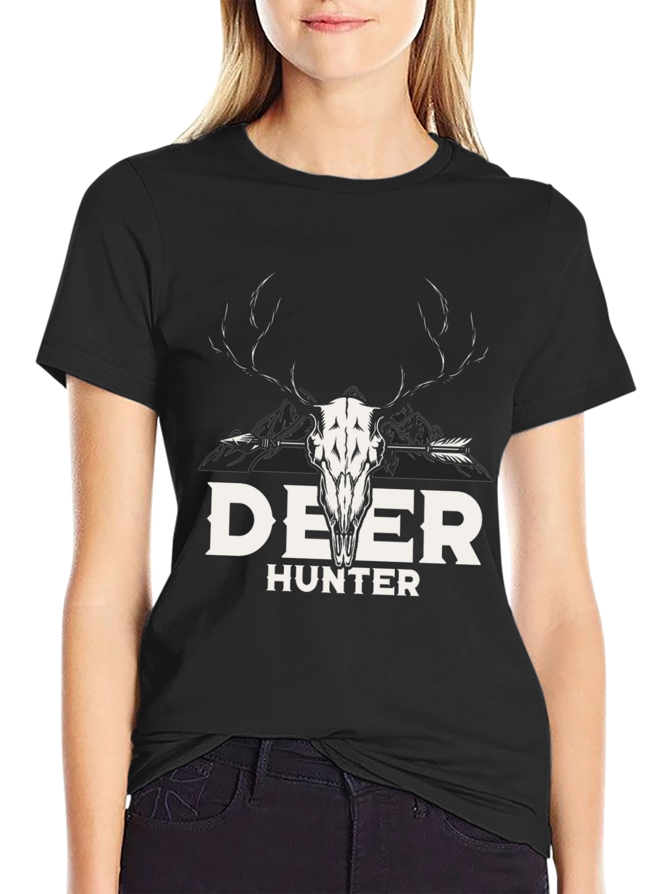 Deer Hunter Graphic Tee - Antler Skull Design