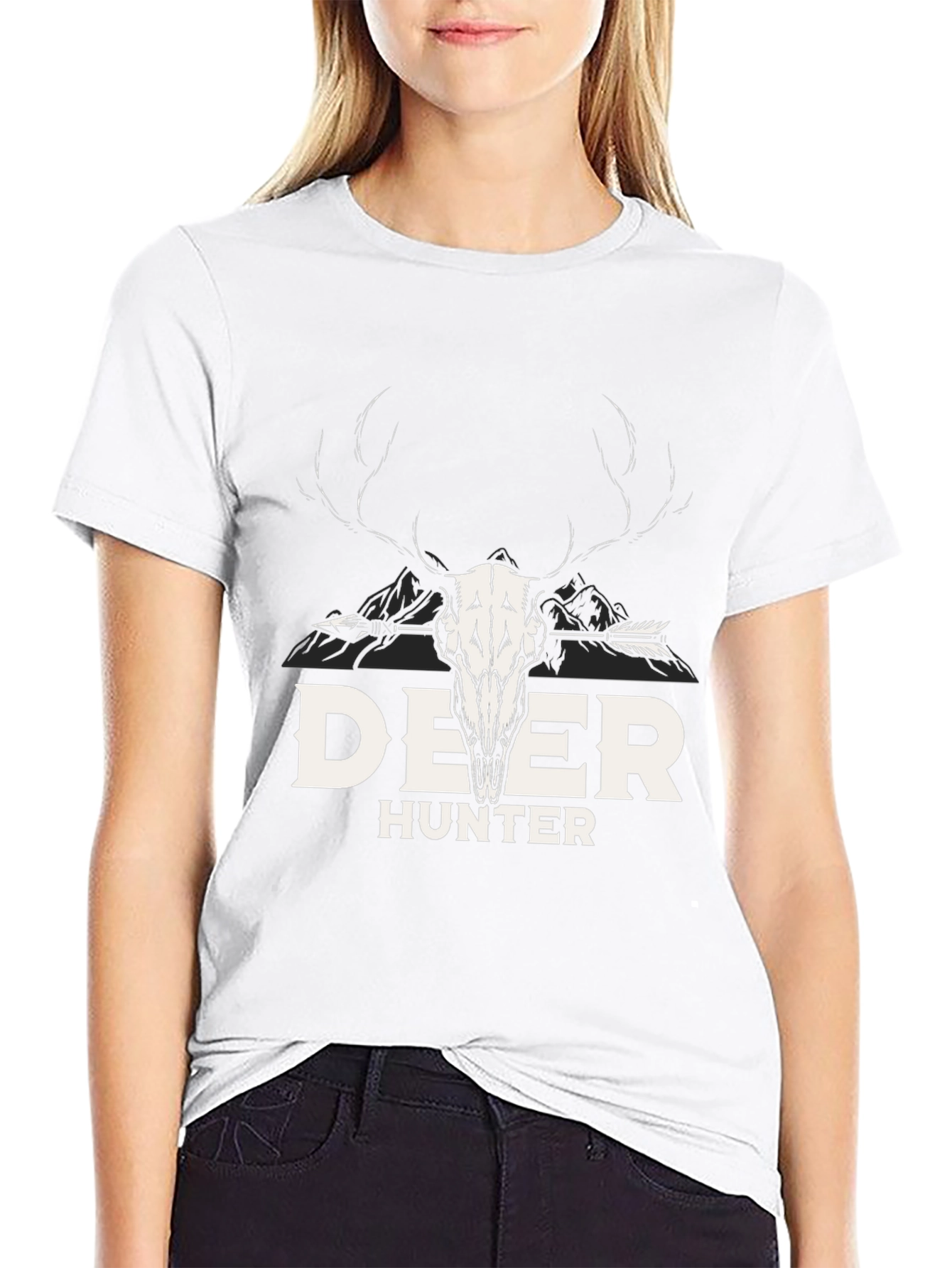 Deer Hunter Graphic Tee - Antler Skull Design