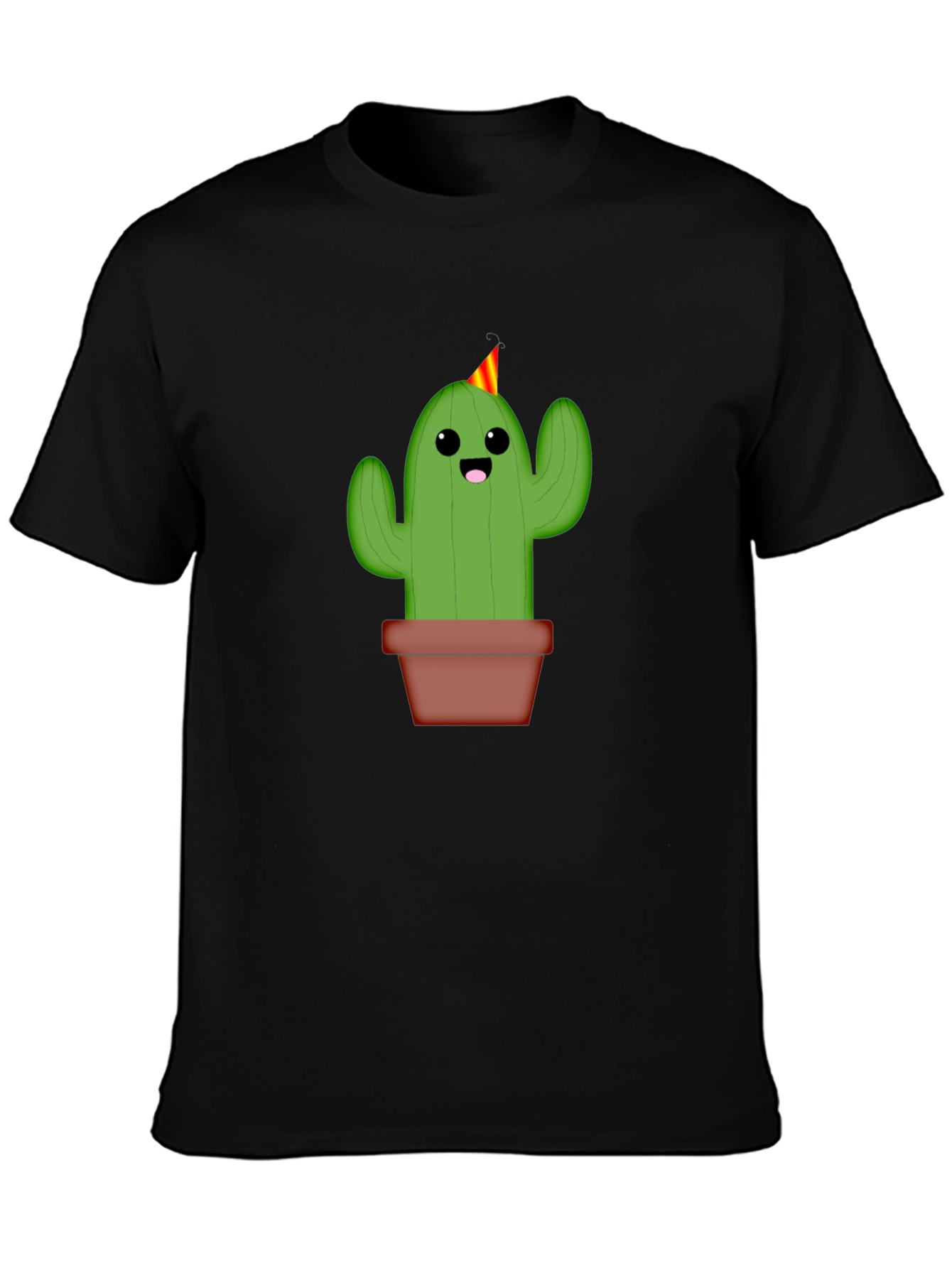 Cute Cactus Graphic Tee - Black