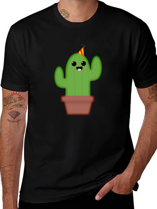 Cute Cactus Graphic Tee - Black