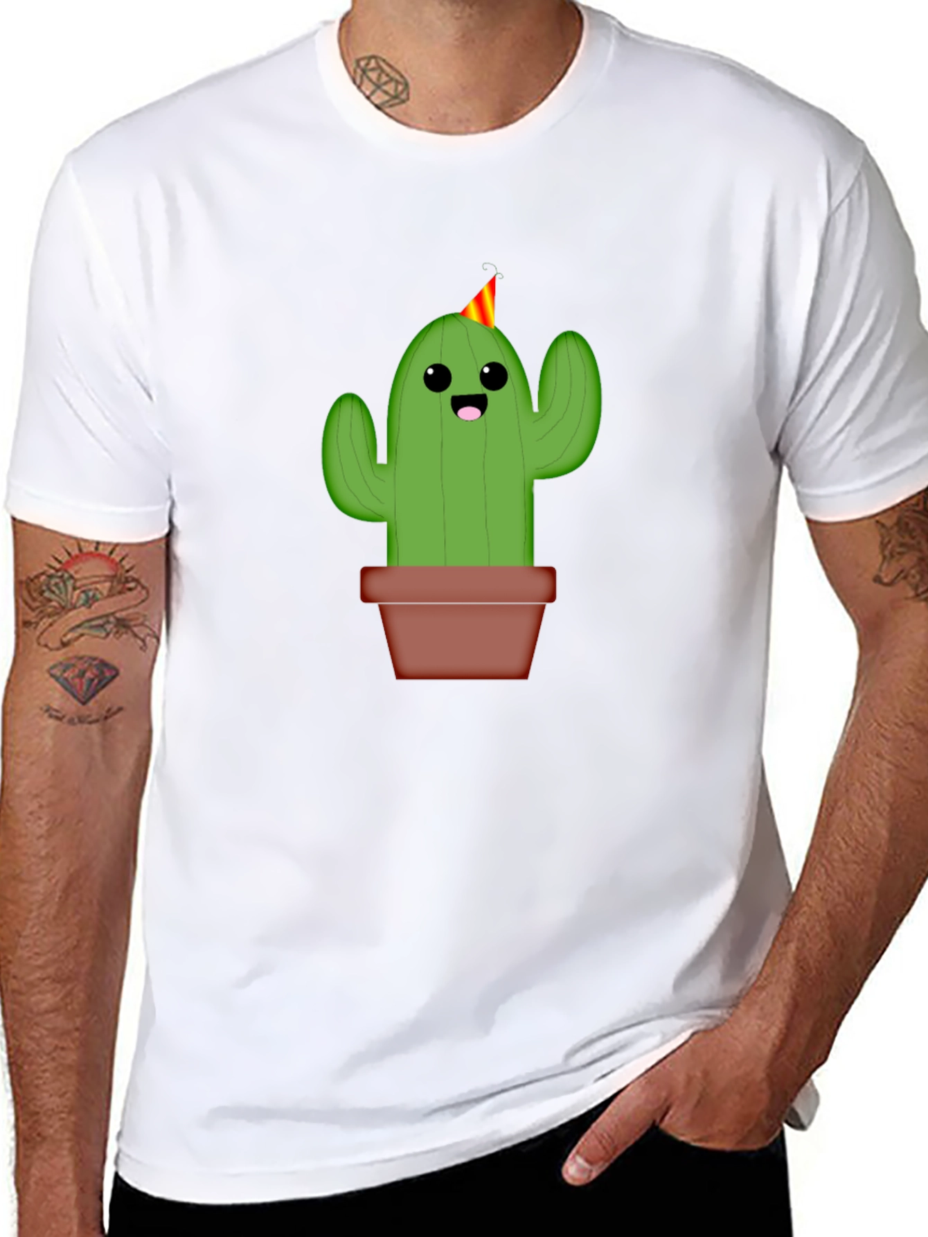 Cute Cactus Graphic Tee - Black