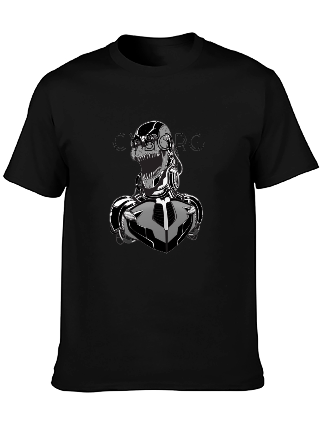 Cyborg Graphic Print T-Shirt - Black Cotton Tee