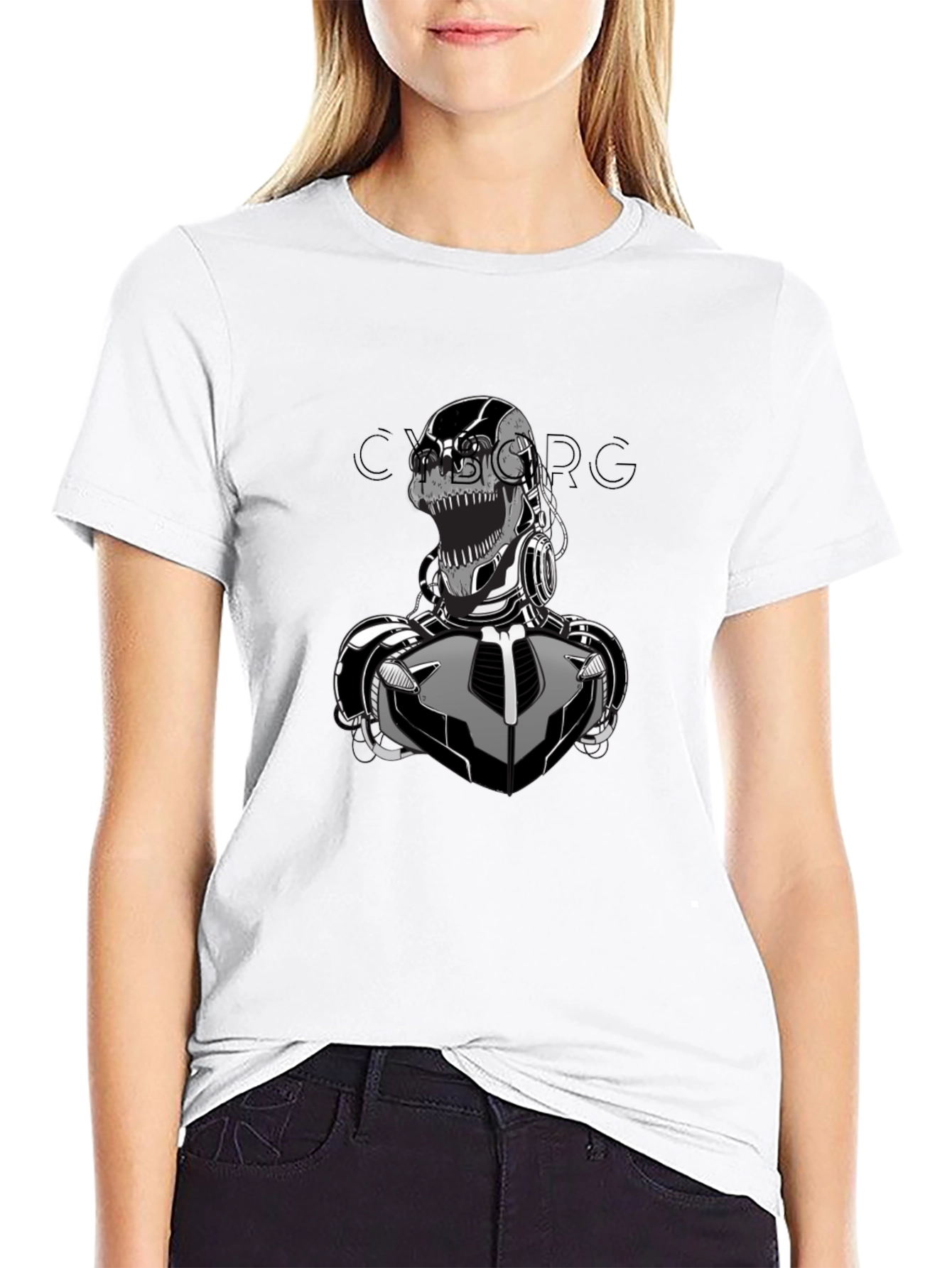 Cyborg Graphic Print T-Shirt - Black Cotton Tee