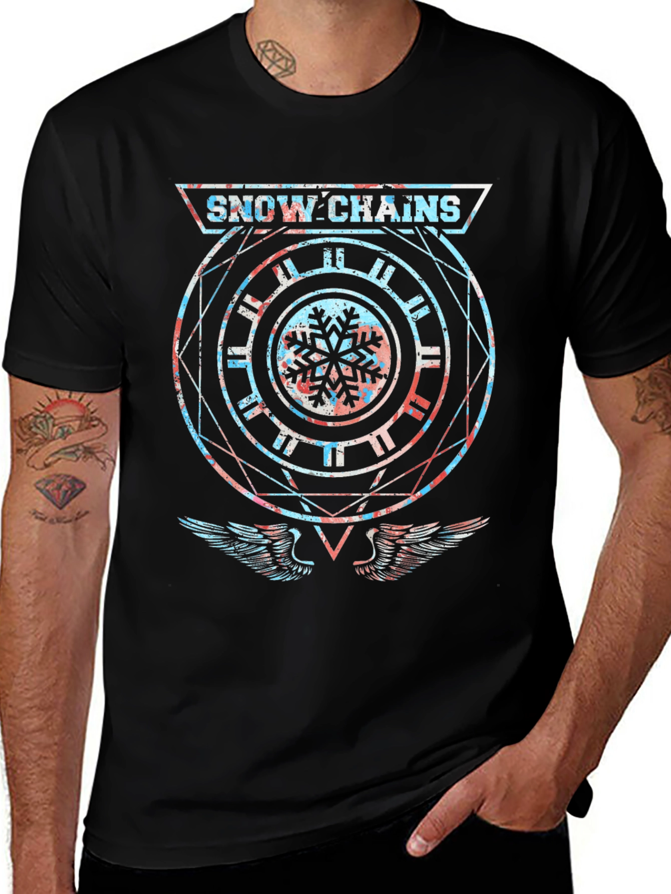 Snow Chains Graphic T-Shirt - Unique Design