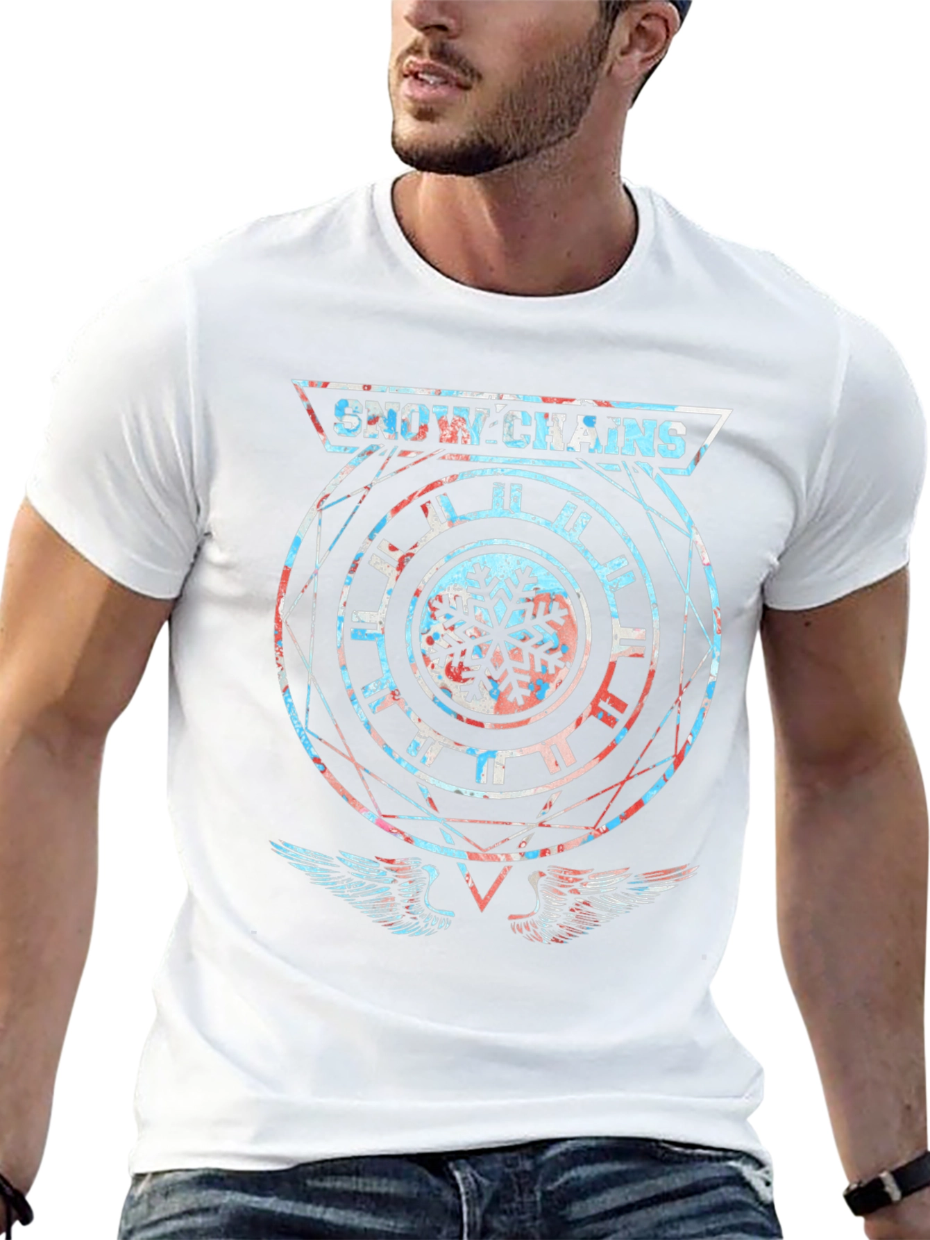 Snow Chains Graphic T-Shirt - Unique Design