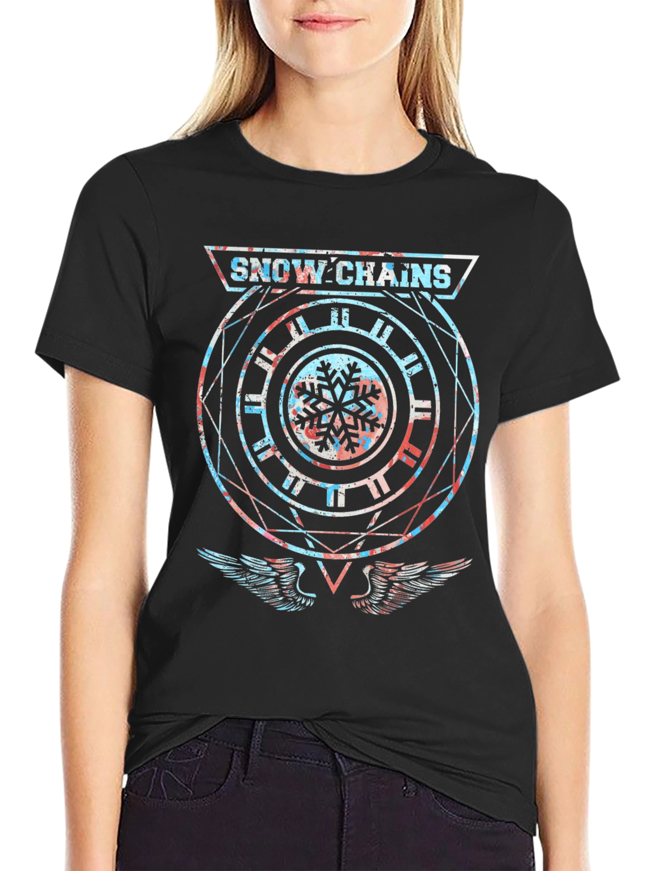 Snow Chains Graphic T-Shirt - Unique Design