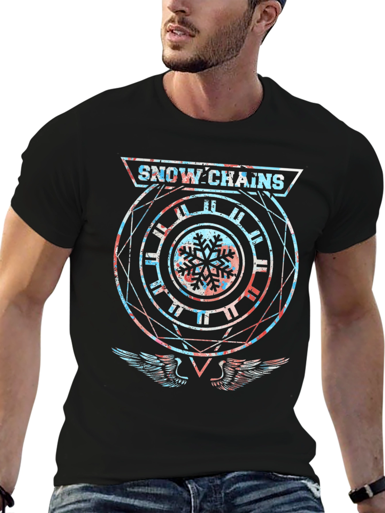 Snow Chains Graphic T-Shirt - Unique Design