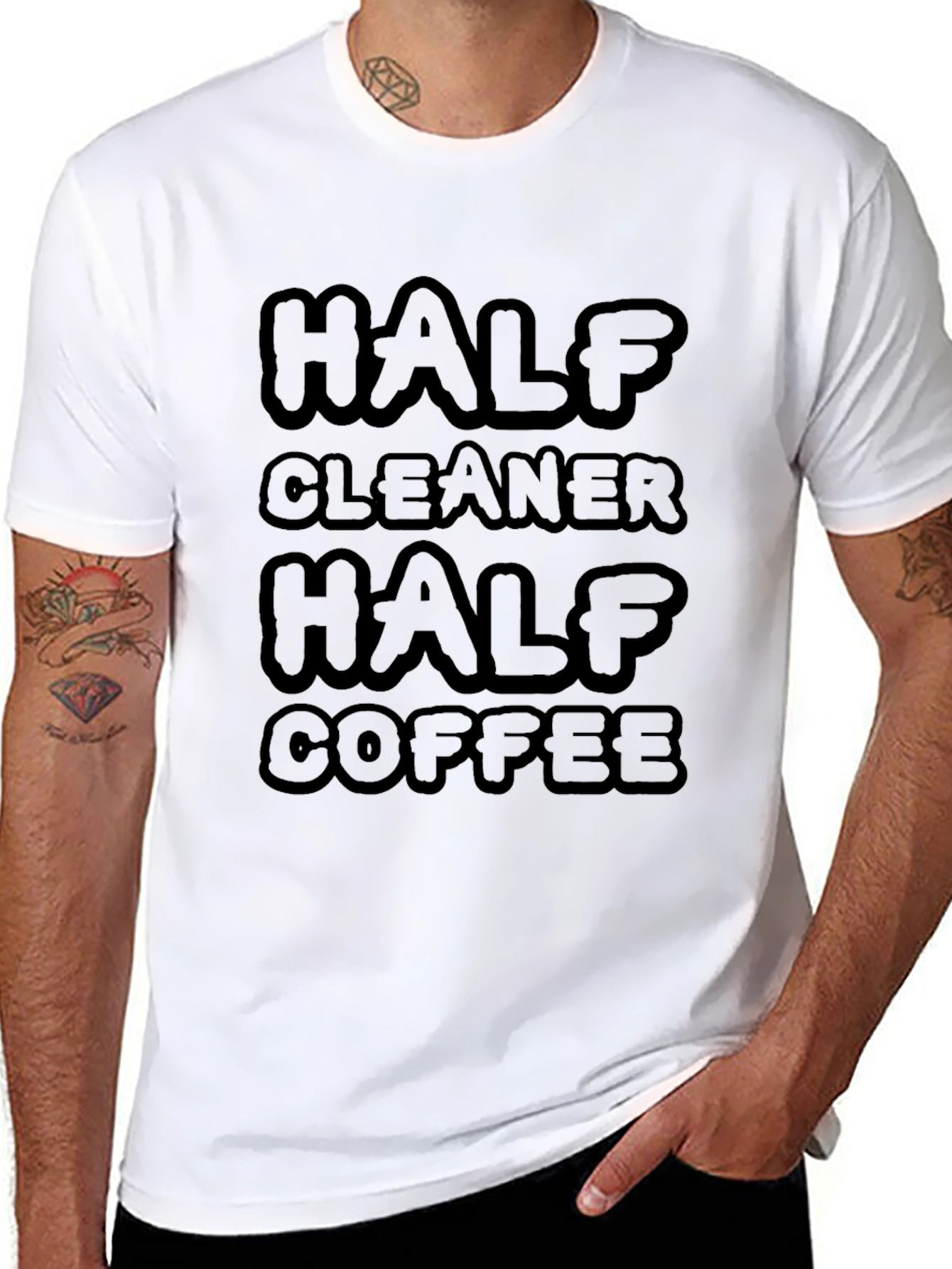 Half Cleaner Half Coffee T-Shirt - Funny Graphic Tee