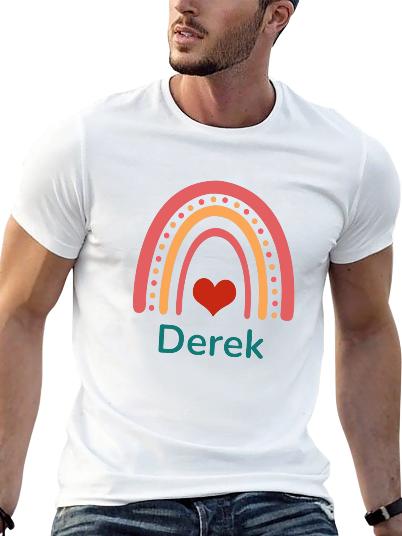 Personalized Rainbow Heart T-Shirt - Derek