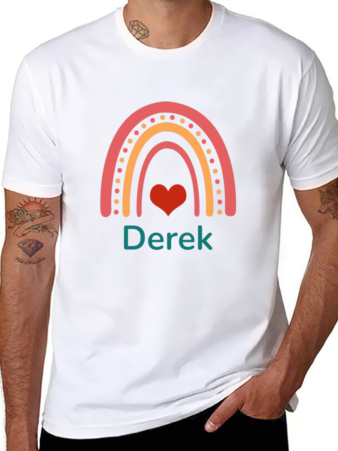 Personalized Rainbow Heart T-Shirt - Derek