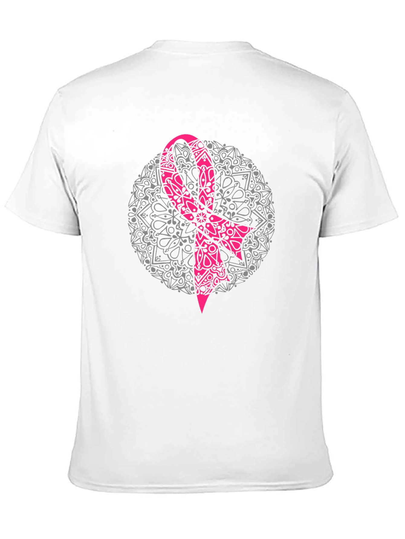 Pink Ribbon Mandala Black T-Shirt