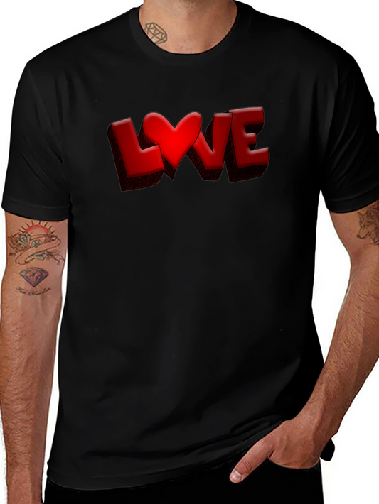 Love Heart Graphic Tee - Black Casual T-Shirt