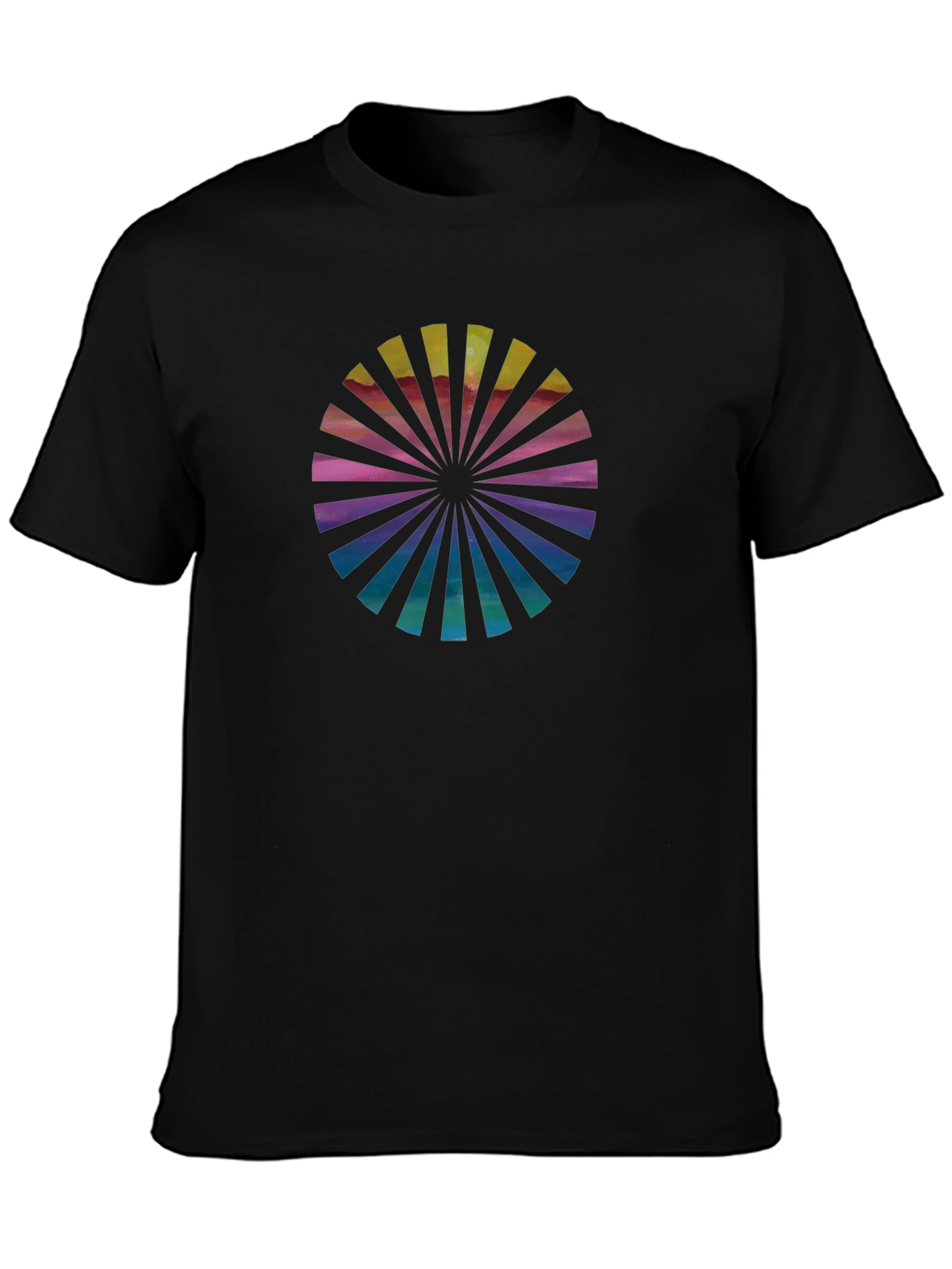 Retro Circle Graphic Black Tee - Casual Style