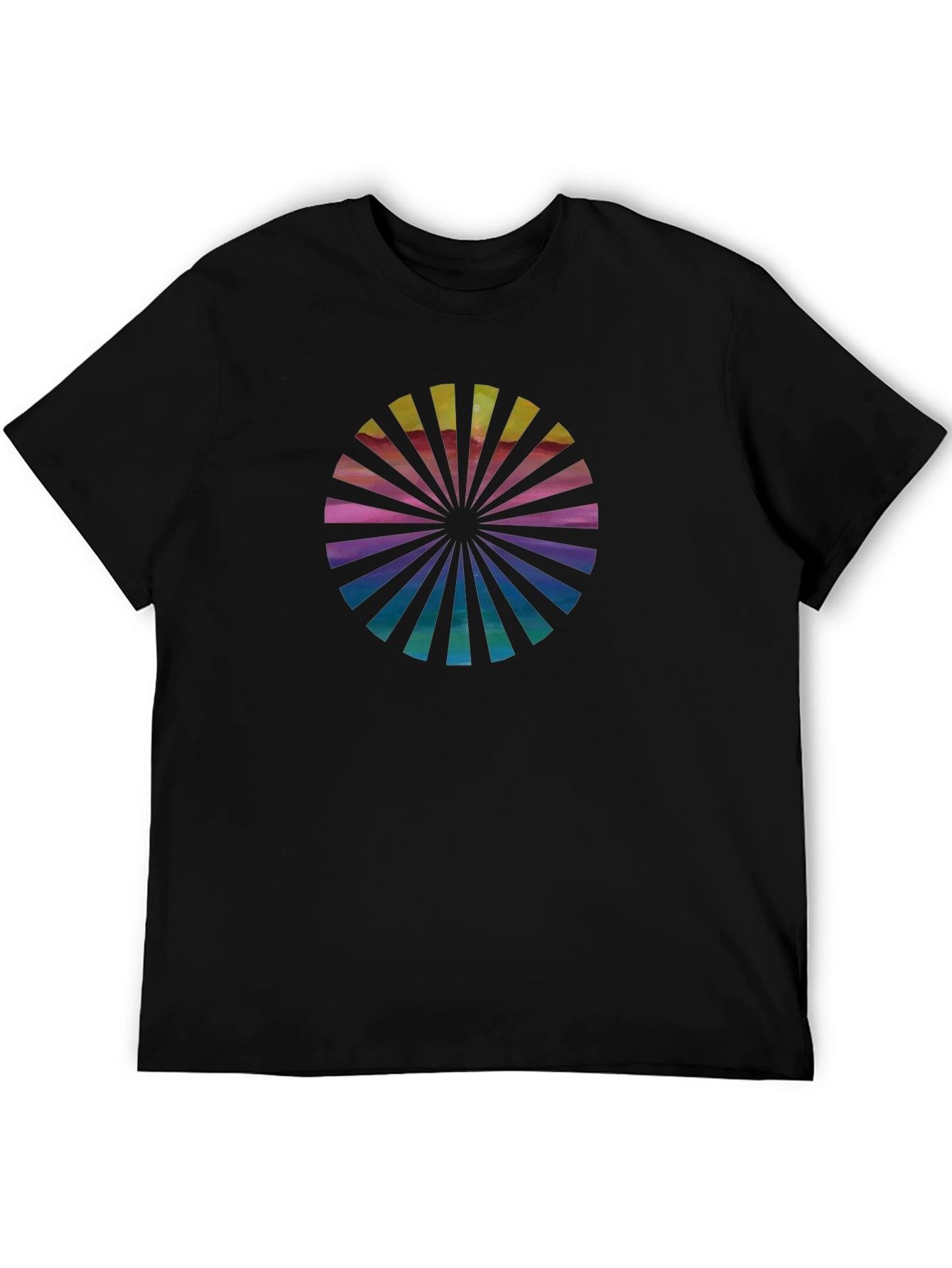 Retro Circle Graphic Black Tee - Casual Style